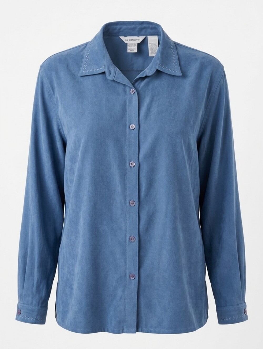 Northern Reflections Blue Faux Suede Relaxed Western Embroidered Women Shirt XL
